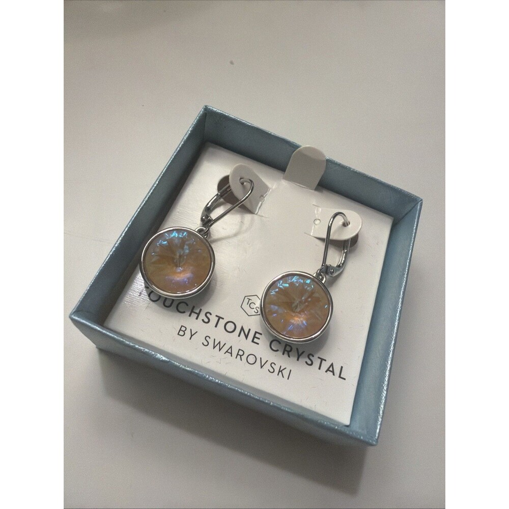 New Touchstone Swarovski Crystal Lulu Earrings Ochre Delite Silvertone Leverback